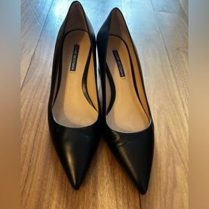 Stuart Weitzman Black Leather Block Heels
